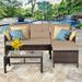 Patiojoy 3PC Outdoor Furniture Set Rattan Wicker Sofa Table Deck Garden Patio