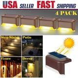 IC ICLOVER [8 Pack] Led Solar Deck Lights Fence Post Solar Lights for Patio Pool Stairs Step and Pathway Weatherproof LED Deck Lights Auto on/off Solar Powered Outdoor Lights - Warm White