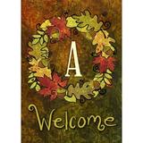 Toland Home Garden Fall Wreath Monogram A Personalized Fall Flag Double Sided 12x18 Inch