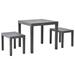 Anself 3 Piece Garden Table with 2 Bench Chair Set Plastic Outdoor Dining Set Brown for Bistro Backyard Terrace Patio Furniture