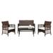 UBesGoo 4PCS Outdoor Patio PE Rattan Wicker Coffee Table Brown