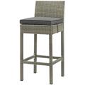 Modern Contemporary Urban Design Outdoor Patio Balcony Garden Furniture Bar Side Stool Chair Rattan Wicker Dark Grey Gray