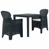 Dcenta 3 Piece Patio Bar Set Coffee Table and 2 Chairs with Cushions Rattan Look Bistro Set for Garden Patio Balcony Garden Yard Lawn Terrace