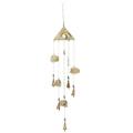 DecMode 32 Gold Mango Wood Indoor Outdoor Elephant Windchime with Glass Beads and Cone Bells