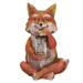 Exhart Solar Fox Garden Statue Holding a Glass Jar with Eight LED Firefly String Lights 6.5 by 11.5 inches Resin Multicolor