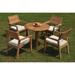 Grade-A Teak Dining Set: 4 Seater 5 Pc: 36 Round Table And 4 Vellore Stacking Arm Chairs Outdoor Patio WholesaleTeak #WMDSWVm