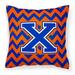 Carolines Treasures CJ1044-XPW1414 Letter X Chevron Orange & Blue Fabric Decorative Pillow 14 x 3 x 14 in.