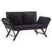 Andoer Garden Bench with Cushions 69.3 Black Poly Rattan
