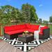 Gymax 6PCS Rattan Outdoor Sectional Sofa Set Patio Furniture Set w/ Red Cushions