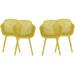 Noble House Lotus Plastic Patio Dining Arm Chair in Yellow (Set of 4)