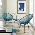 Corvus Sarcelles Acapulco Modern Wicker Bistro Chairs(Set of 2) Blue