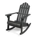 GDF Studio Cara Outdoor Acacia Wood Adirondack Rocking Chair Dark Gray