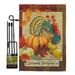 Breeze Decor BD-HA-GS-113070-IP-BO-D-US18-SB 13 x 18.5 in. Autumn Blessings Turkey Fall Harvest & Vertical Double Sided Mini Garden Flag Set with Banner Pole