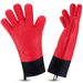 Silicone BBQ Cooking Gloves Kitchen Oven Mitts Heat Resistant for Baking Grilling Frying Barbeque with Fingers 1 Pair RED