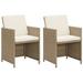 vidaXL Patio Chairs with Cushions 2 pcs Poly Rattan Beige