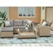 Outdoor Garden Patio Sectional Sofa Sets SEGMART 4 Pieces Modern Wicker Furniture Set with Storage Tempered Glass Coffee Table Armchair Conversation Sets for Porch Poolside Backyard S1497