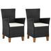 Dcenta 2 Piece Garden Chairs with White Cushion Black Poly Rattan Outdoor Dining Chair for Patio Backyard Lawn Balcony Dining Room Outdoor Furniture 23.2 x 23.2 x 34.4 Inches (W x D x H)