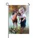 ECZJNT oil Painting Little girl pony countryside Outdoor Flag Home Party Garden Decor 28x40 Inch