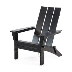 Eliphaz Outdoor Contemporary Acacia Wood Foldable Adirondack Chair Black