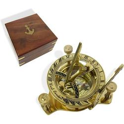 NauticalMart sundial compass solid brass sundial with wooden box
