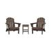 3-Piece Outdoor Patio Adirondack Chairs with Side Table Set Dark Brown