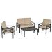 Outsunny 4-Piece Patio Furniture Set Garden Conversation Set with Soft Washable Cushions & Strong Steel Frame Beige