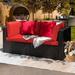 Lacoo 2 Pieces Patio Loveseat Outdoor Sectional Sofa Patio Conversation Set for Small Area Red