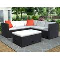 Segmart 4 Piece Patio Furniture Set All-Weather Outdoor Sectional Sofa Set PE Rattan Conversation Set with Table Storage Box Wicker Furniture Chair Set for Patio Deck Garden Poolside