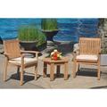 Grade-A Teak Dining Set: 2 Seater 3 Pc: Adirondack Side Table And 2 Leveb Stacking Arm Chairs Outdoor Patio WholesaleTeak #WMDSWVm