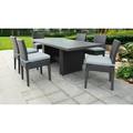 TK Classics Belle Wicker 7 Piece Patio Dining Set with Armless Chairs