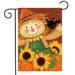 Happy Scarecrow Fall Garden Flag Sunflowers Autumn Pumpkins 12.5 x 18