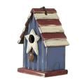 Glitzhome 9 H Spring Patriotic Solid Wooden Rustic Birdhouse Blue