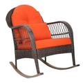 Patiojoy Patio Garden Wicker Rattan Rocking Chair Furniture w/ Cushion