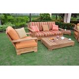 WholesaleTeak Outdoor Patio Grade-A Teak Wood 3 Piece Teak Sofa Set - 3 Seater Sofa 1 Lounge Chair & Coffee Table -Furniture only --Leveb Collection #WMSSLV2