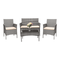 Lacoo 4 Pieces Outdoor Patio Furniture Gray PE Rattan Wicker Table and Chairs Set