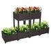 Set of 6 Raised Planter Box Free Splicing Raised Bed Planter Kit Vegetable/Flower/Herb Elevated Garden Bed with Self-watering Disk and Drain Holes Perfect for Garden Patio Balcony JA2495