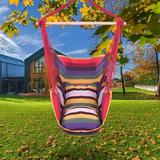 Distinctive Cotton Canvas Hanging Rope Chair with Pillows Hammock Stand Chair Swing Swinging Furniture