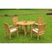 Grade-A Teak Dining Set: 4 Seater 5 Pc: 48 Round Butterfly Table And 4 Wave Stacking Arm Chairs Outdoor Patio WholesaleTeak #WMDSWVi