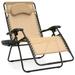 Best Choice Products Oversized Zero Gravity Chair Folding Outdoor Patio Lounge Recliner w/ Cup Holder - Tan