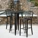 BizChair Commercial Grade 2 Pack 30 High Black-Antique Gold Metal Indoor-Outdoor Barstool with Vertical Slat Back