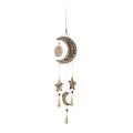 DecMode 27 Gold Mango Wood Sun and Moon Windchime with Glass Beads and Cone Bells