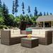 4 Pieces Patio Furniture Sectional Set Outdoor All-Weather Manual Weaving Wicker Conversation Set with Storage Box & Table Rattan Sectional Sofa Set Yard Porch Deck Use Furniture Set