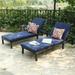 MF Studio Set of 2 Outdoor Patio Adjustable Wicker Chaise Lounge Navy Blue