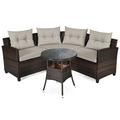 Patiojoy 4PCS Outdoor Patio Conversation Set Wicker Rattan Sectional Sofa