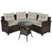 Patiojoy 4PCS Outdoor Patio Conversation Set Wicker Rattan Sectional Sofa