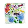 Evergreen 16.5 Hand Painted Embossed Square Glass Bird Bath Dragonfly Prints 16.5 x 16.5 x 2.4 inches