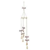 DecMode 39 Gold Metal Indoor Outdoor Embellished Dragonfly Windchime with Glass Beads and Cone Bells