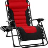 Best Choice Products Oversized Padded Zero Gravity Chair Folding Outdoor Patio Recliner w/ Side Tray - Black/Red