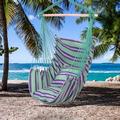 Hanging Rope Hammock Chair Swing Seat for Any Indoor or Outdoor Spaces Portable Garden Hammock Chair for Kids Unique Hammock Hanging Chair with Two Soft Pillows Durable Spreader Bar Green Q9306