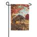 America Forever Fall Foliage Garden Flag - Old Wooden Farm Cart Colorful Fall Leaves Rustic Autumn Welcome - Seasonal Yard Outdoor Decorative Double Sided Flag - 12.5 x 18 inches